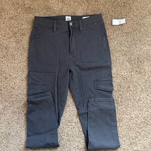 NWT Gap stretch high rise skinny cargo pants, cast iron gray, 4